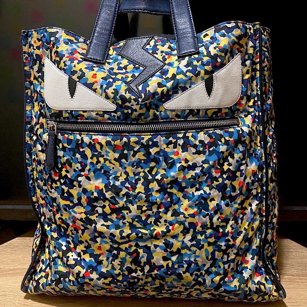 Fendi Monster Mosaic Print Nylon Tote Bag